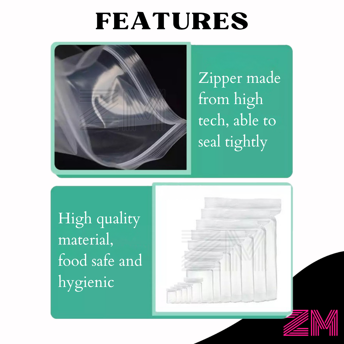 LDPE Ziplock Bag Transparent Self Sealing Zipper Bag